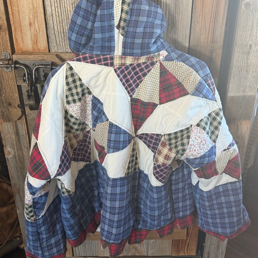 Women’s handmade patchwork granny blanket cardigan hoodie - Picture 6 of 9